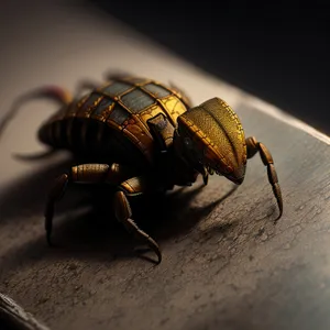 Close-up of Black Beetle with Antenna