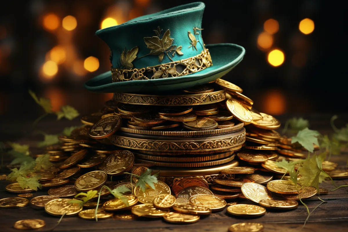 Picture of Cowboy hat on golden plate with tea cup