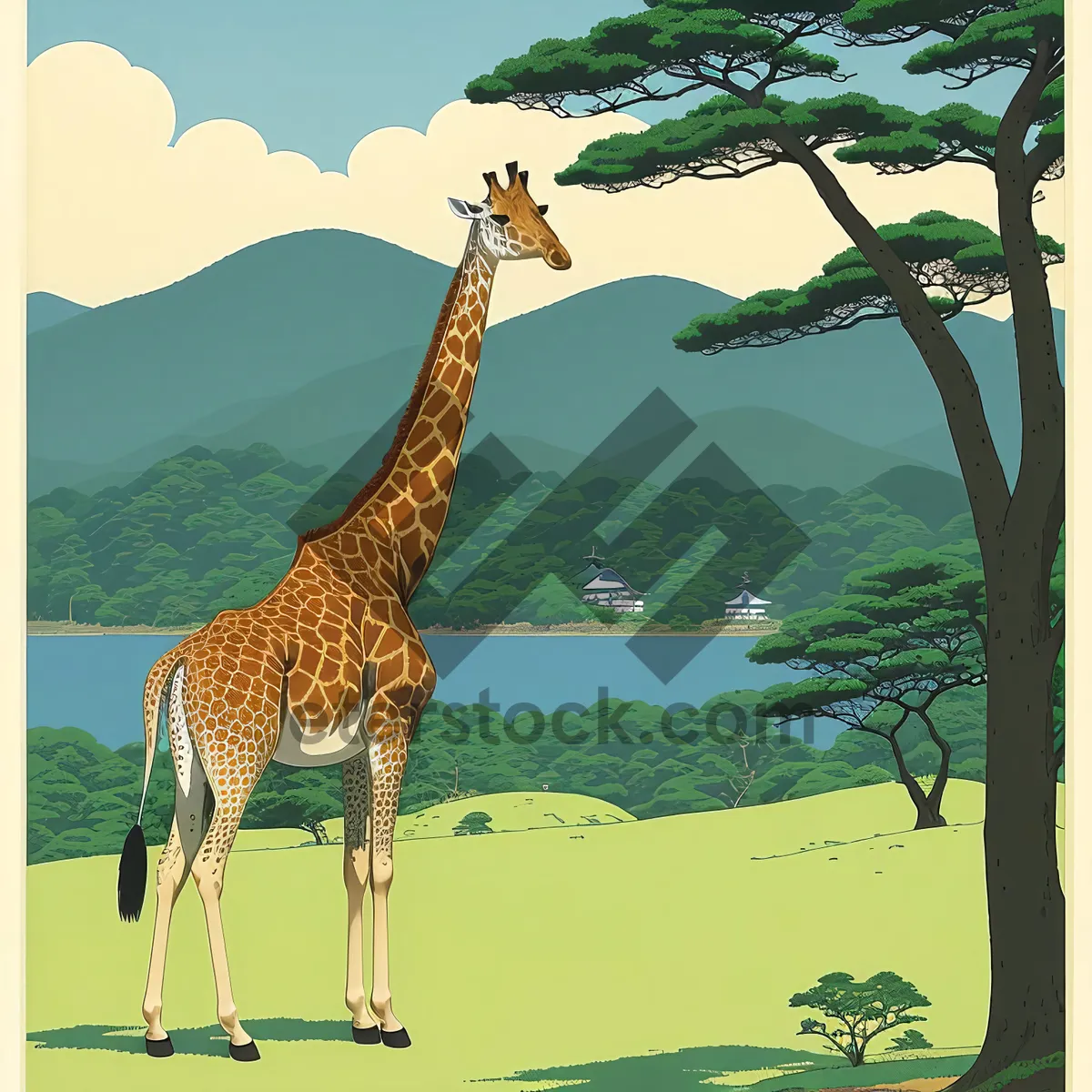 Picture of Majestic spotted giraffe in the wilderness