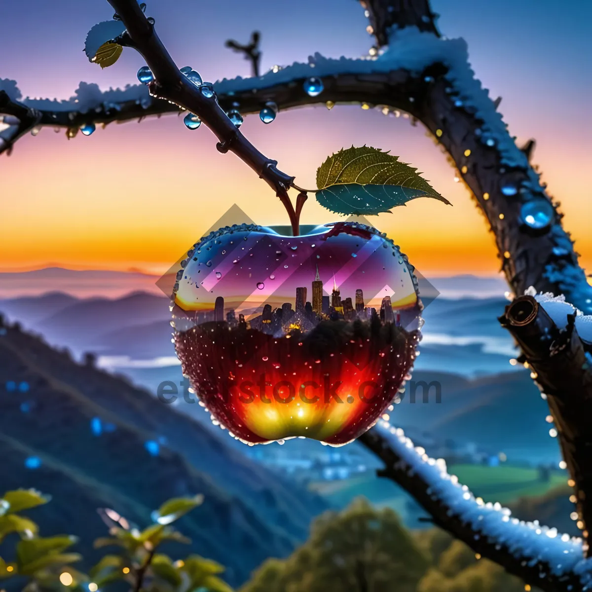 Picture of Fresh Winter Apple Tree Delicious Fruit Image