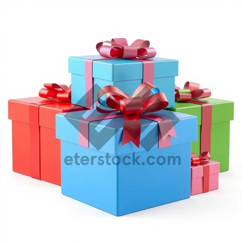 Picture of Festive 3D Gift Box with Ribbon and Bow