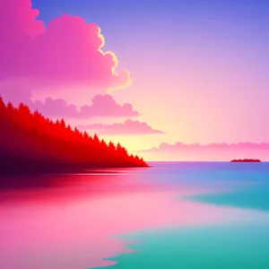 Vibrant Summer Sky Over Tranquil Seascape.