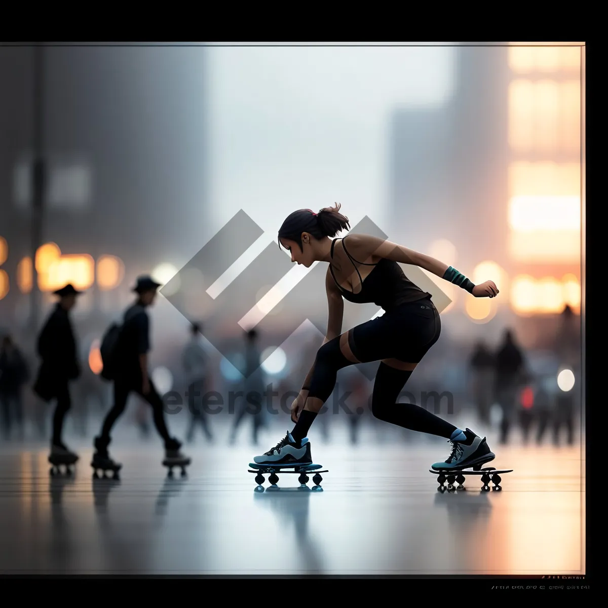 Picture of Skate Dance Silhouette at Sunset - Active Man Dancing
