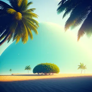Silhouette of palm trees at tropical beach sunset