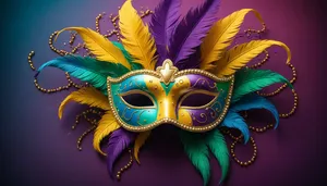 Mysterious Venetian Mask at Golden Masquerade Carnival