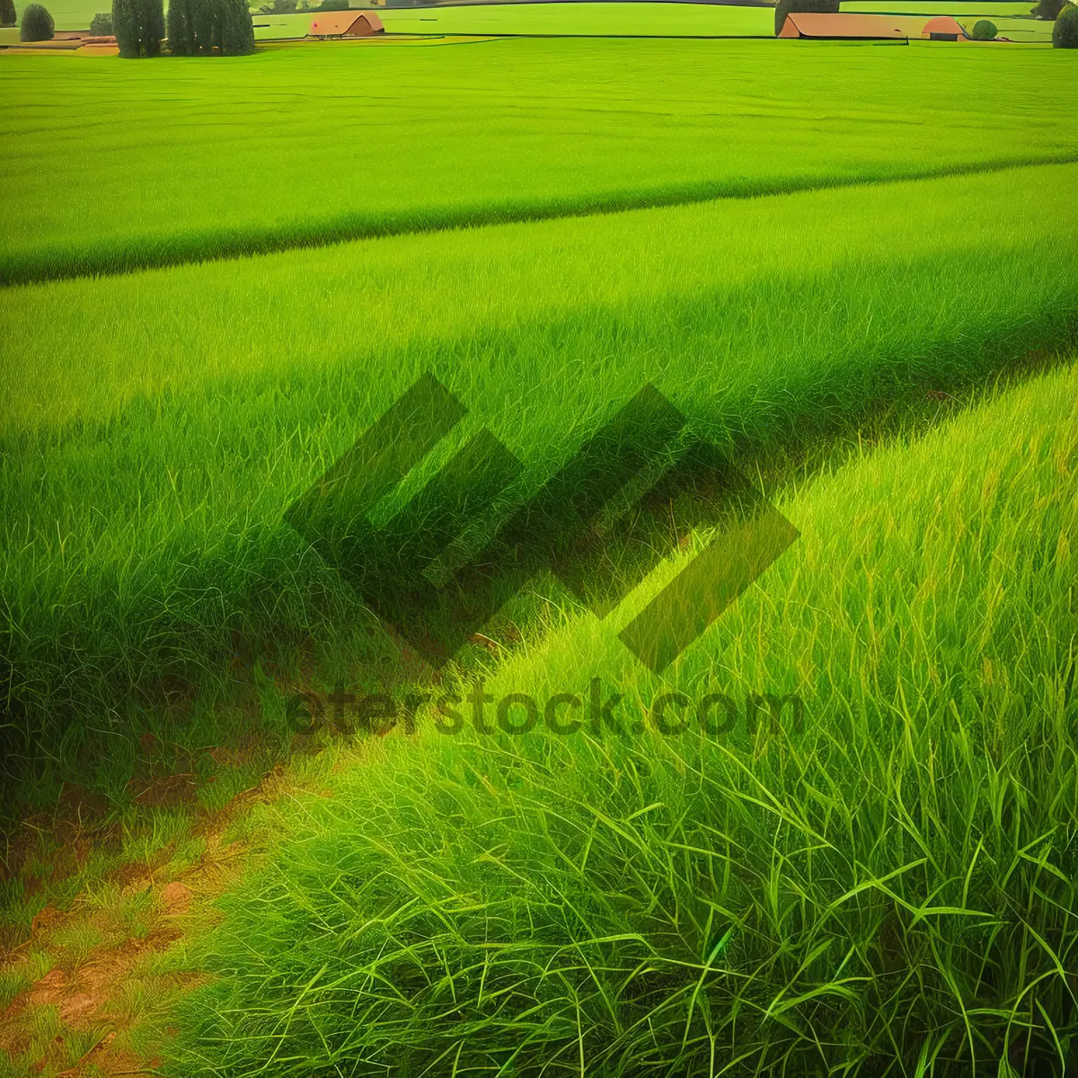 Picture of Vibrant Spring Garden Field with Lush Green Grass