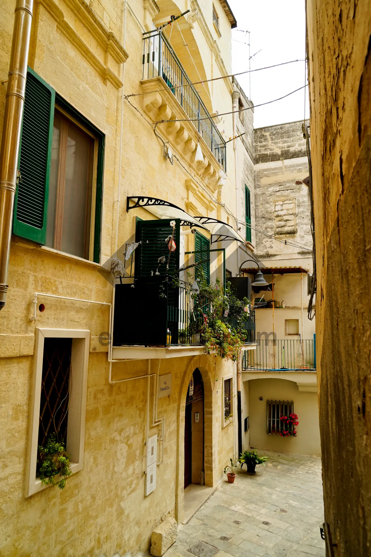 Picture of Historic city street with old stone buildings.