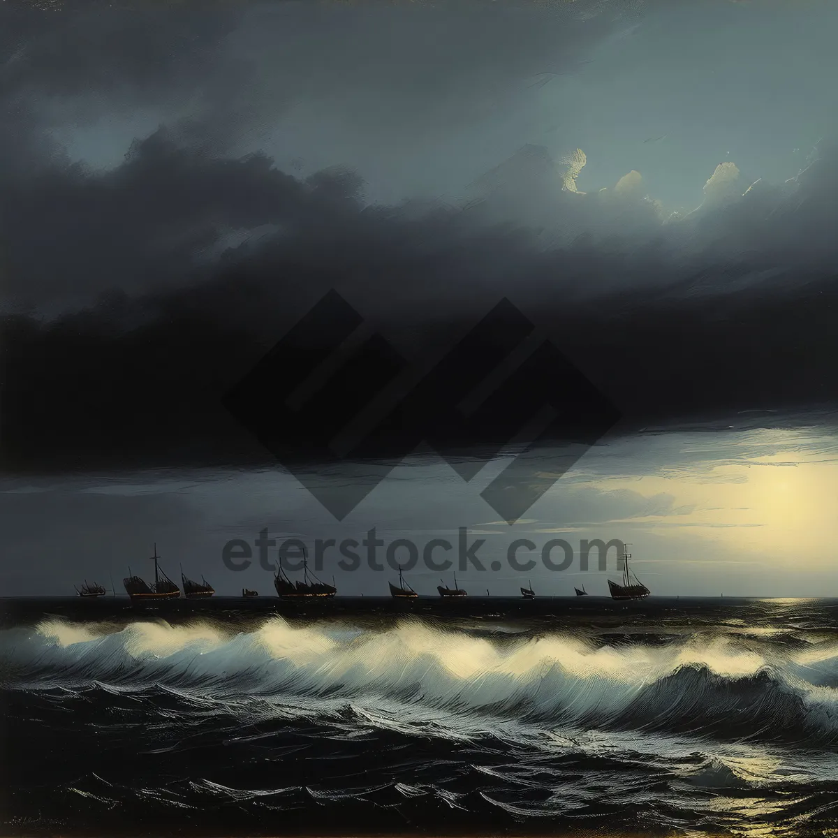 Picture of Golden Horizon: Tranquil Colors Merge on the Shoreline