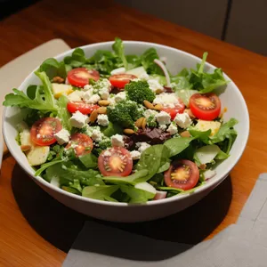 Fresh Vegetable Salad with Cheese and Tasty Dressing