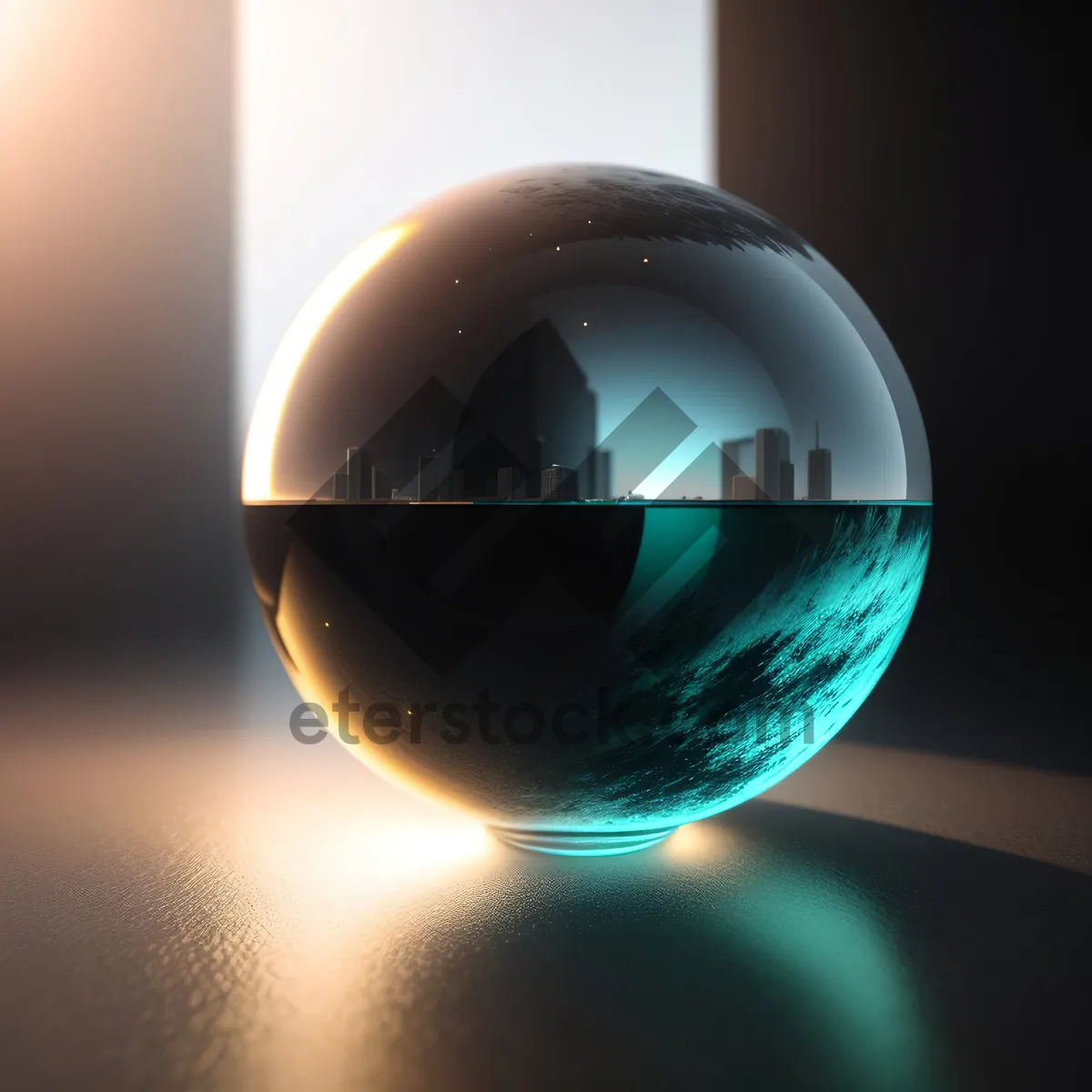 Picture of Glistening Glass Sphere in Cosmic Design