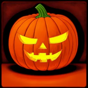 Spooky Pumpkin Jack-o'-lantern Lamp in Autumn Night