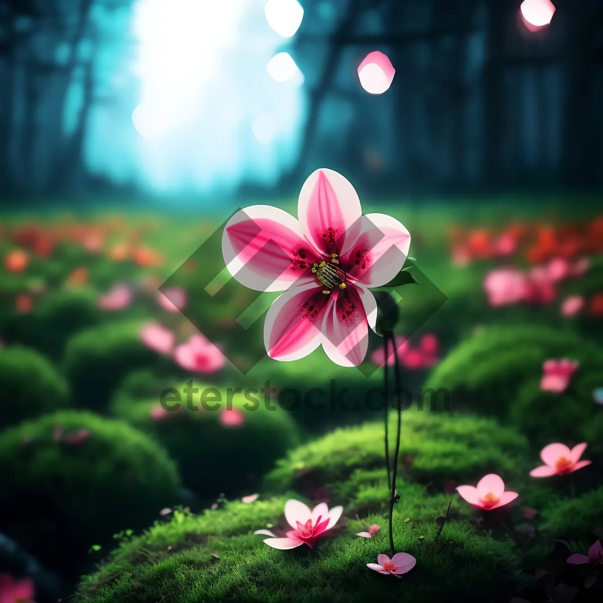 Picture of Pink Geranium Blossoming in a Floral Garden