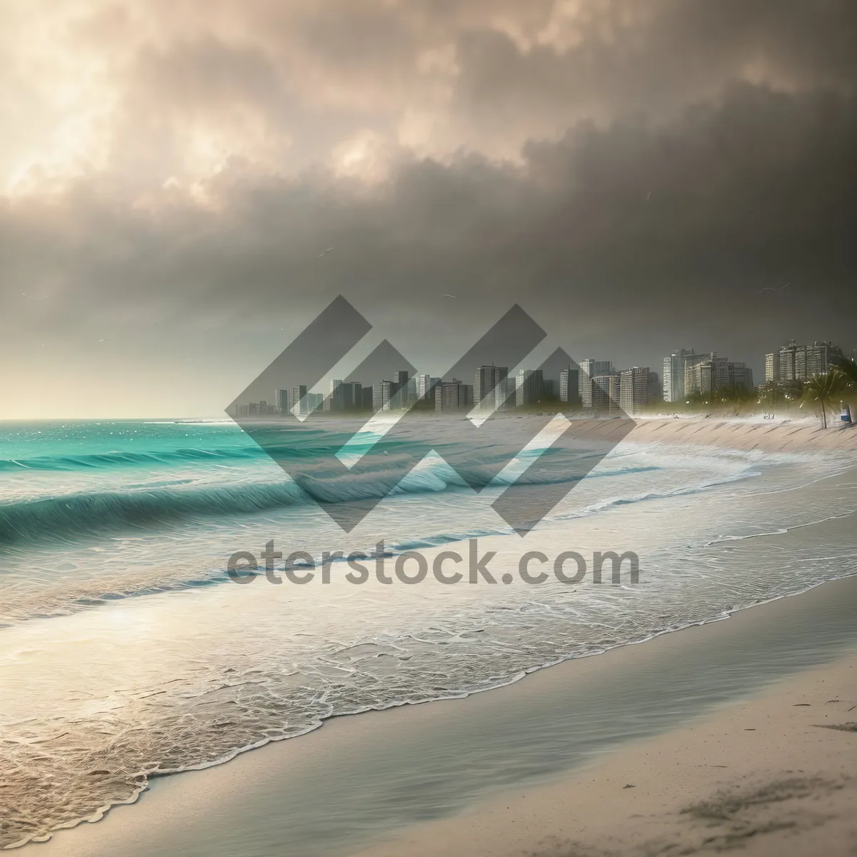 Picture of Turquoise Waves caressing Serene Seaside Paradise