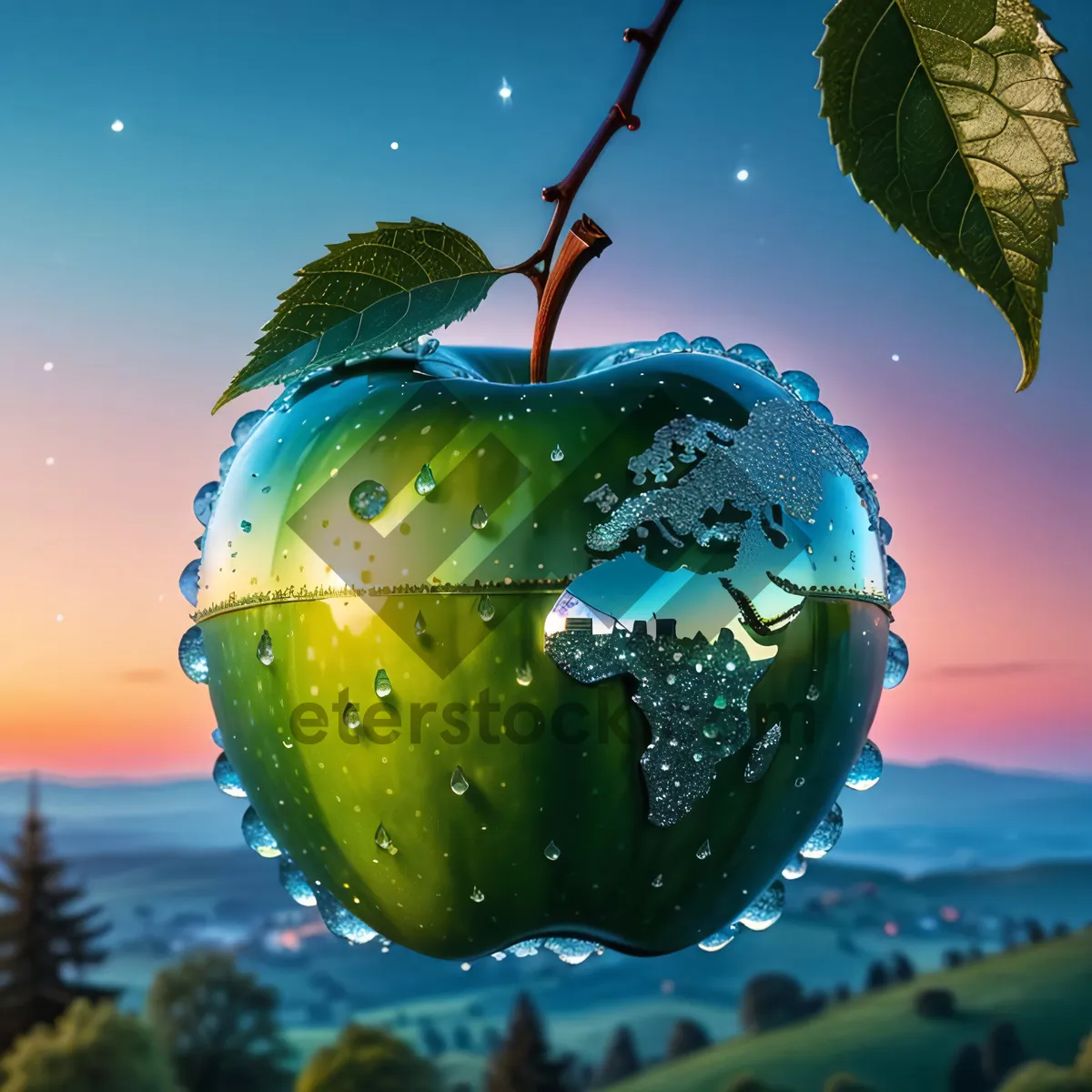 Picture of Delicious Fresh Fruit Apple Jelly on Cactus Plant