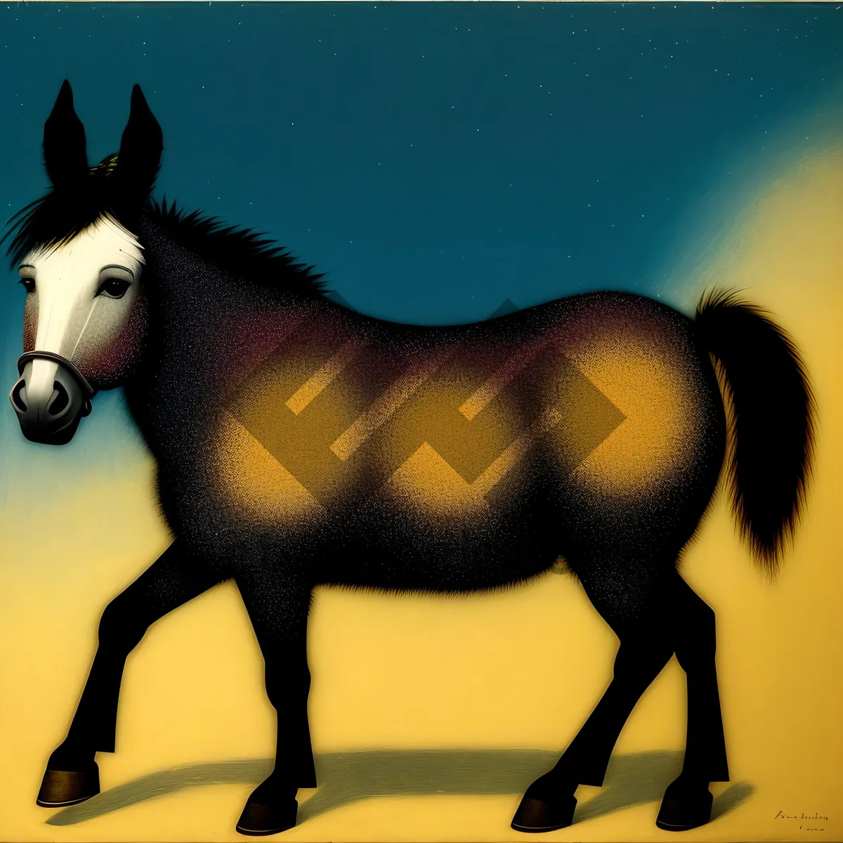 Picture of Wild Stallion Galloping in Meadow