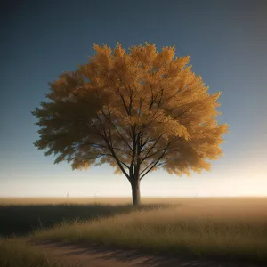 Autumn Serenity: Majestic Oak in Scenic Countryside