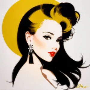 Cartoon Fashion Model with Sexy Haircut - Artistic Image