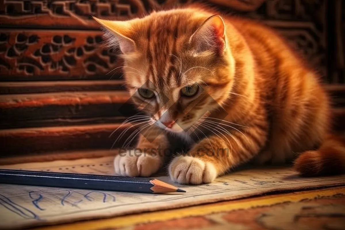 Picture of Adorable Kitty with Playful Eyes on Windowsill