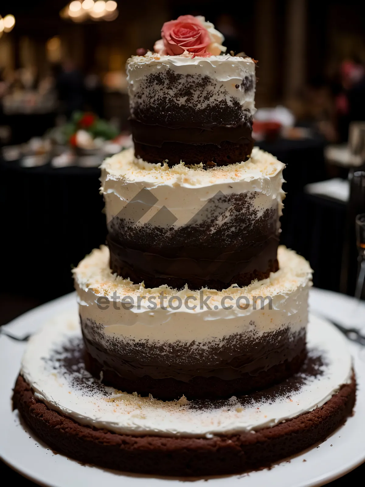 Picture of Delicious Gourmet Chocolate Cake Slice with Fresh Fruit Topping