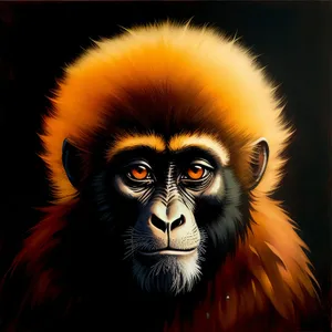 Intense Black-Furred Primate Portrait