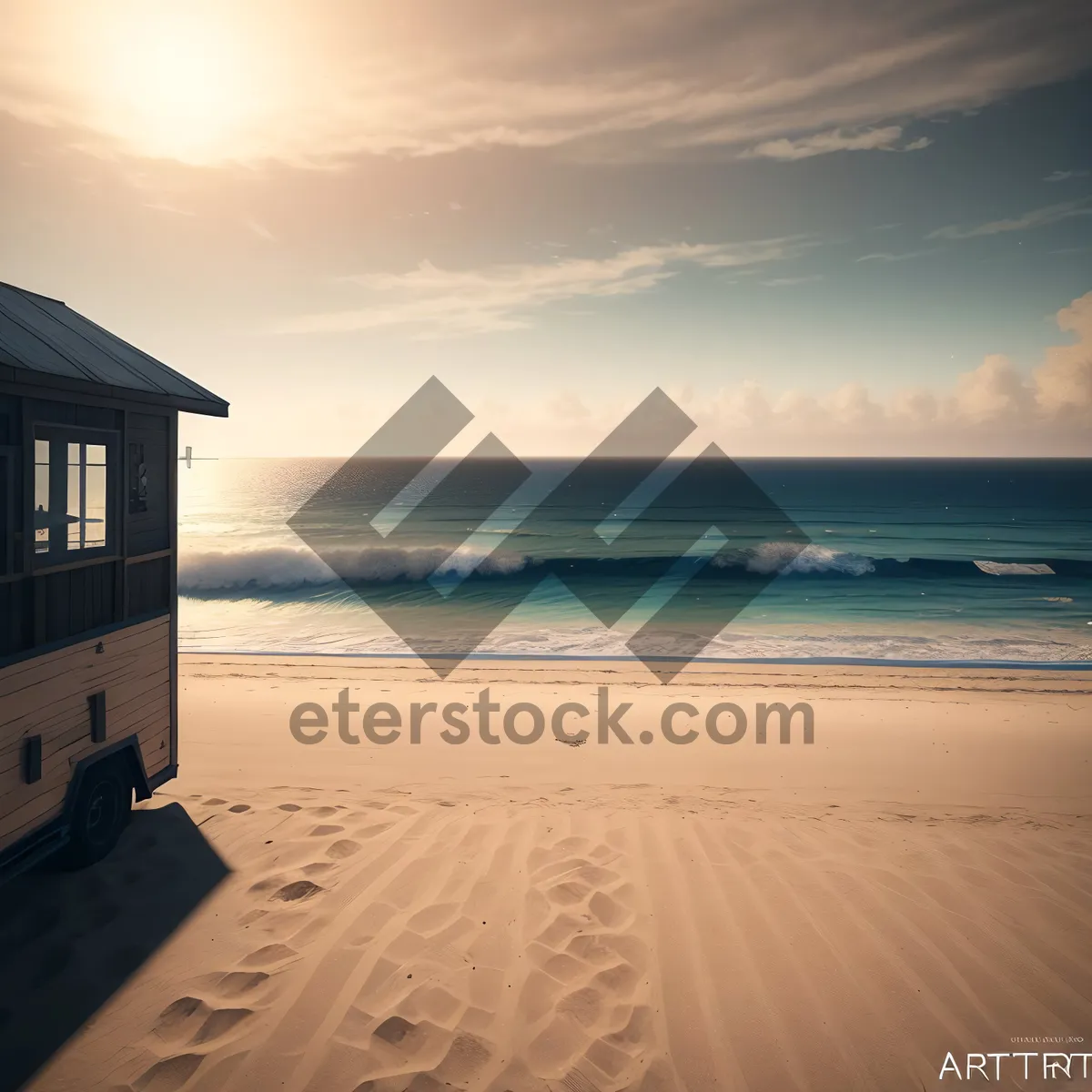 Picture of Turquoise Waters: Serene Beach Sunset on Tropical Island