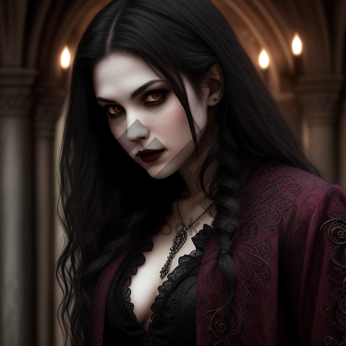 Picture of Seductive beauty with captivating gaze and luscious lips.