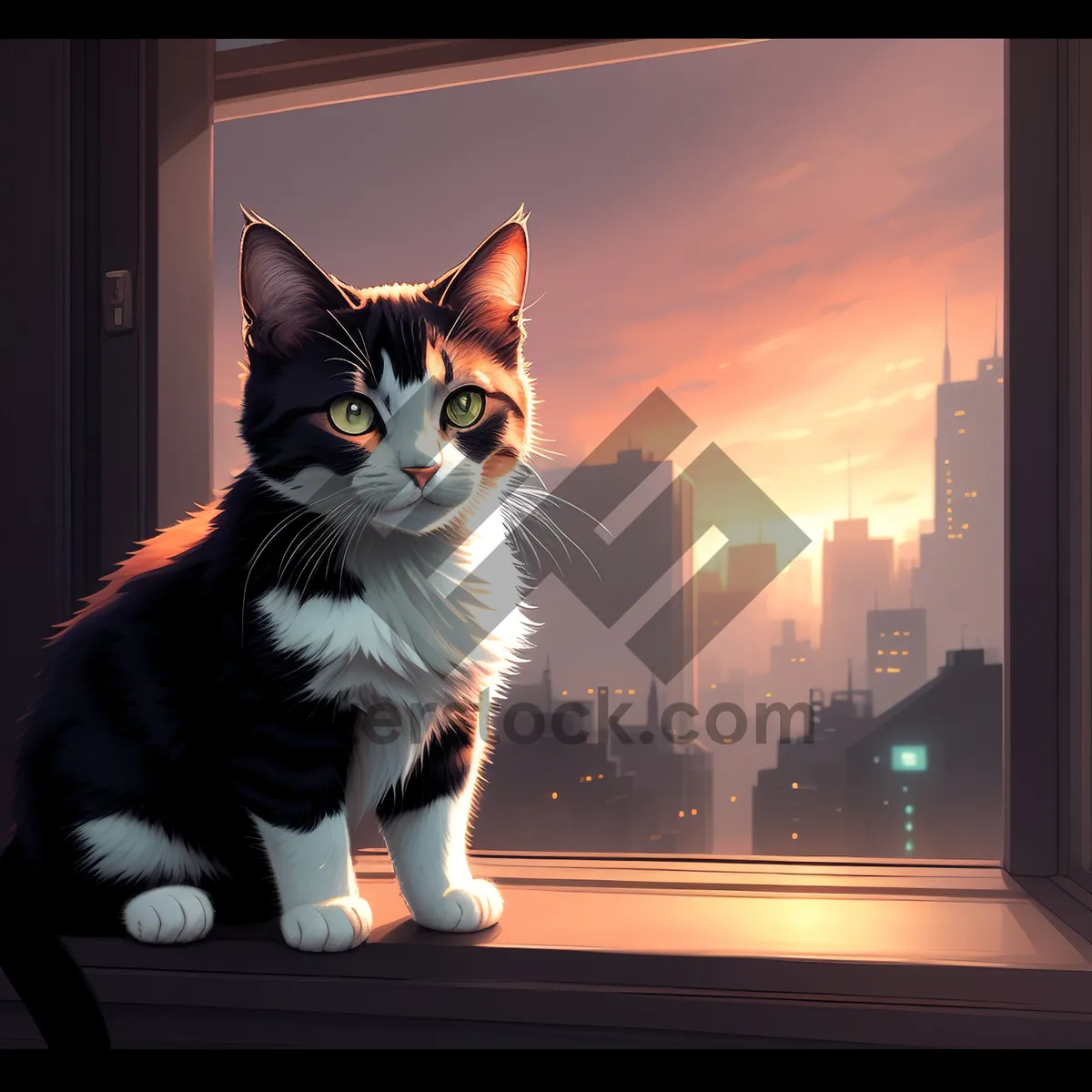 Picture of Adorable Gray Tabby Kitten on Windowsill
