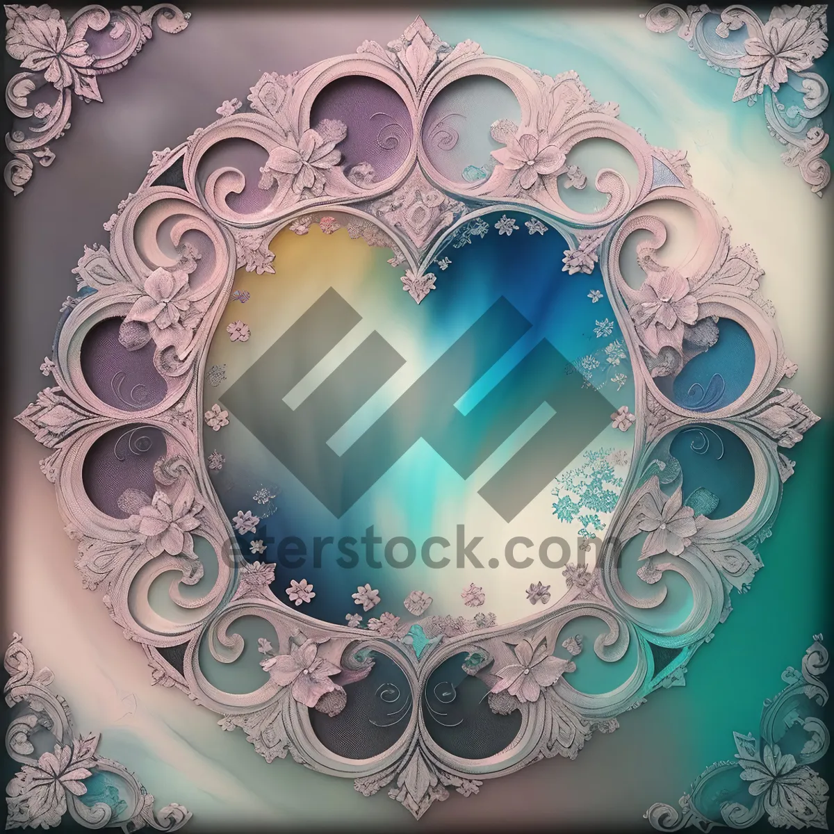 Picture of Vintage Floral Decorative Frame with Elegant Ornate Pattern