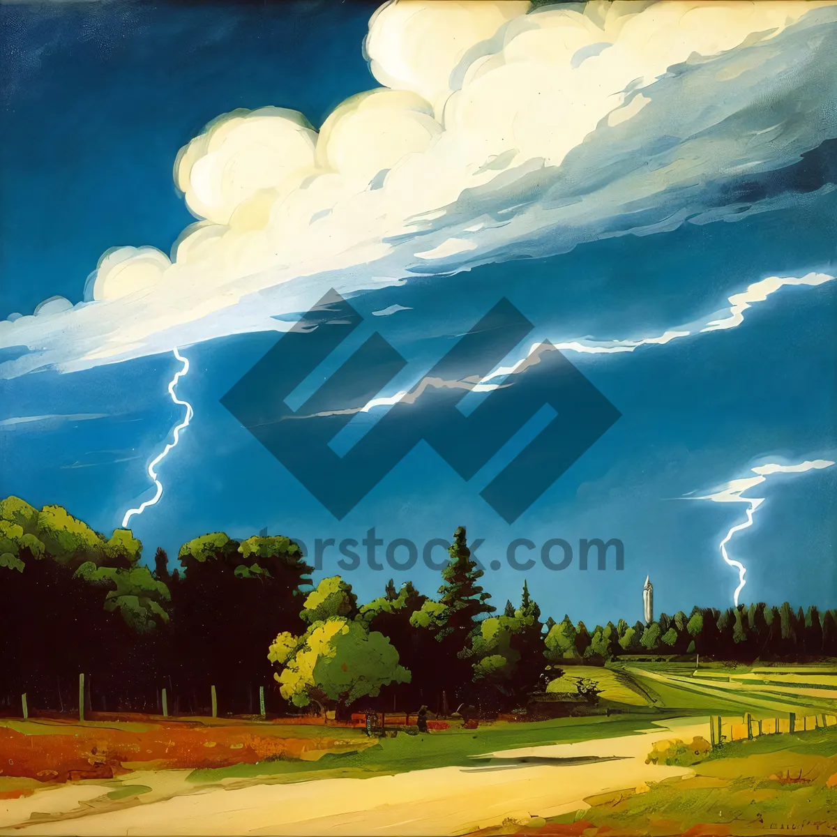 Picture of Sunlit Countryside Meadow with Rolling Hills