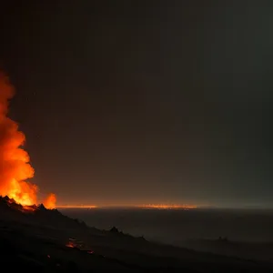 Fiery Celestial Sunrise over Mountainous Volcano