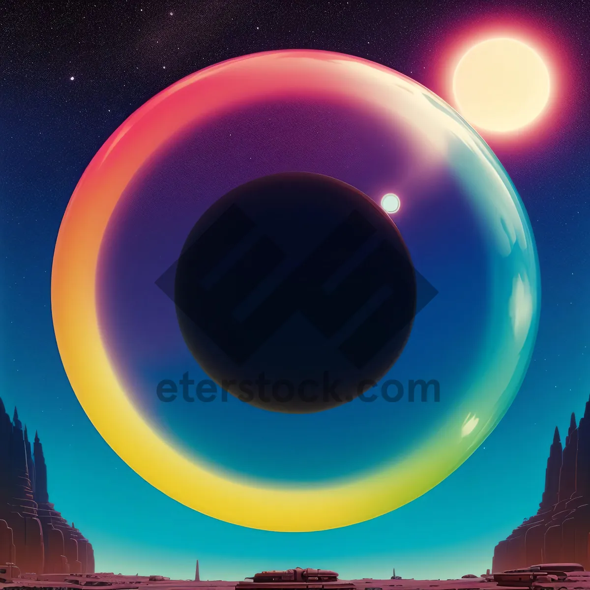 Picture of Stellar Orb: Celestial Moon in Vibrant Universe