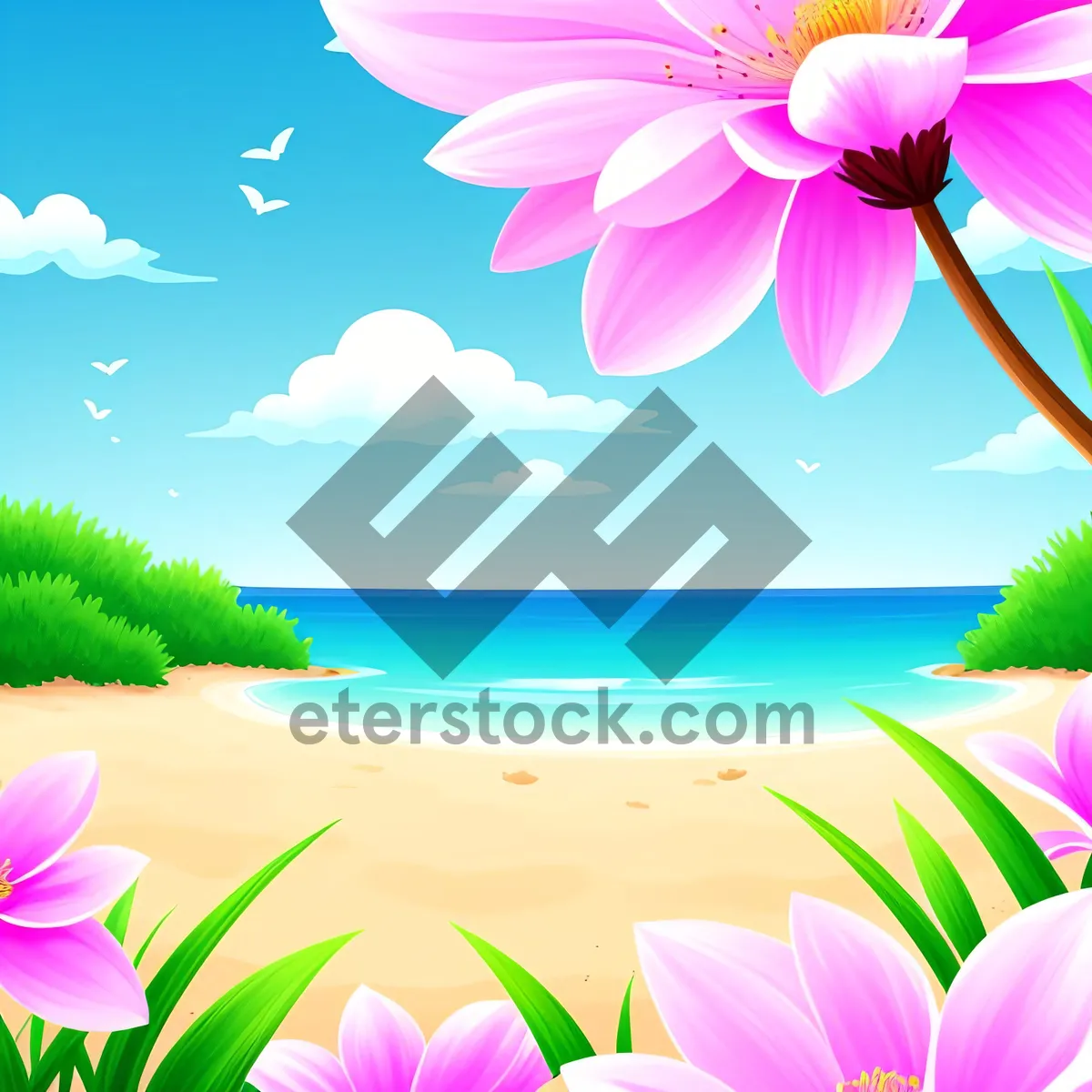 Picture of Colorful Lotus Flower Pattern Wallpaper