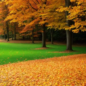 Colorful Autumn Landscape in a Park