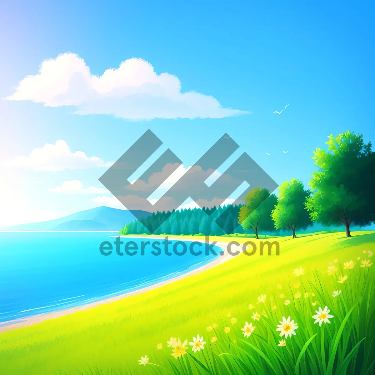 Picture of Serene Summer Sunset over Rolling Countryside