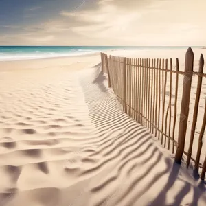 Tropical beach paradise with turquoise water and golden sand.