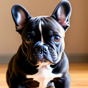 Cute Bulldog Puppy with Wrinkles - Adorable Studio Portrait of Domestic Canine
