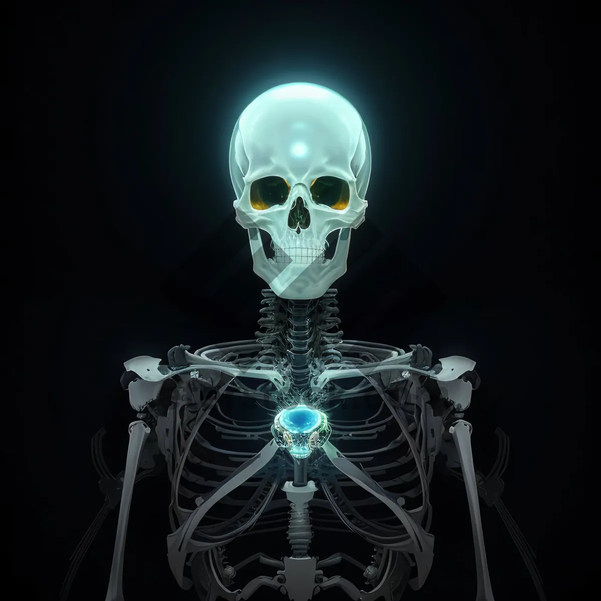 Picture of Spooky Pirate Skeleton Head Amulet: 3D Horror Concept
