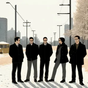 Corporate professionals standing in office building