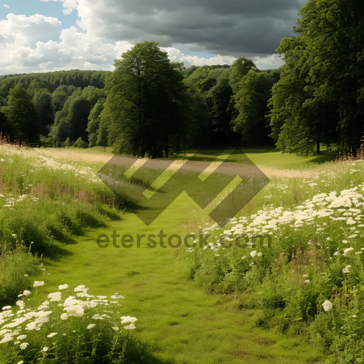 Picture of Serene Summer Lake in Countryside Landscape