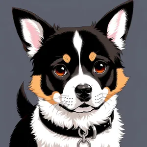 Cute Black Terrier Dog Portrait with Playful Kitten
