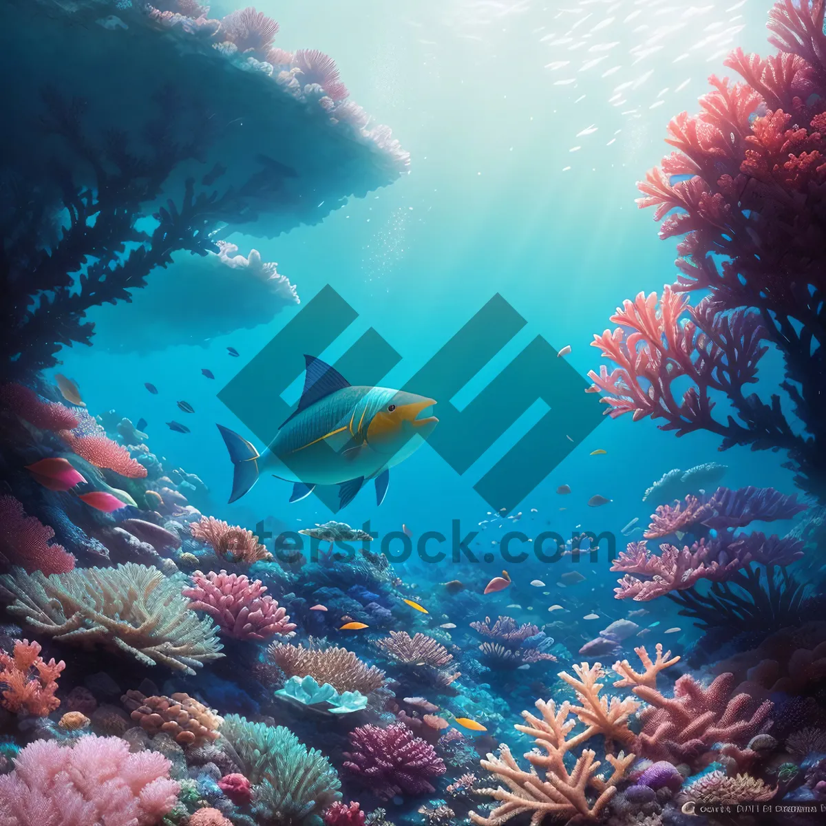 Picture of Colorful Marine Life in Exotic Coral Reef