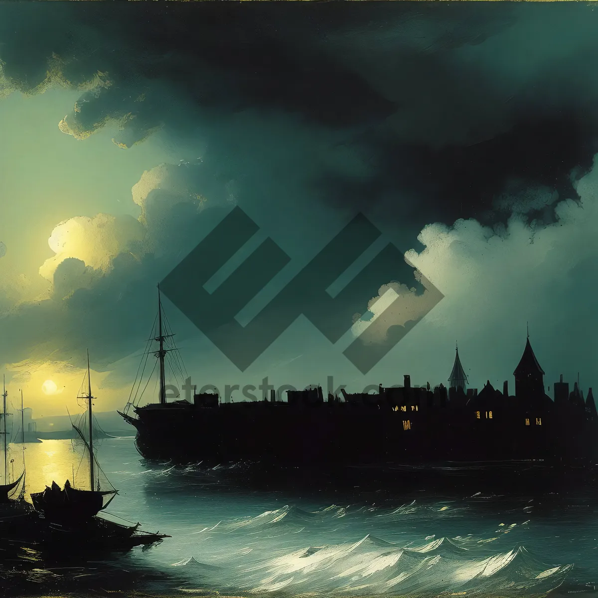 Picture of Sunset Serenity: Majestic Shipwreck on Coastal Waters