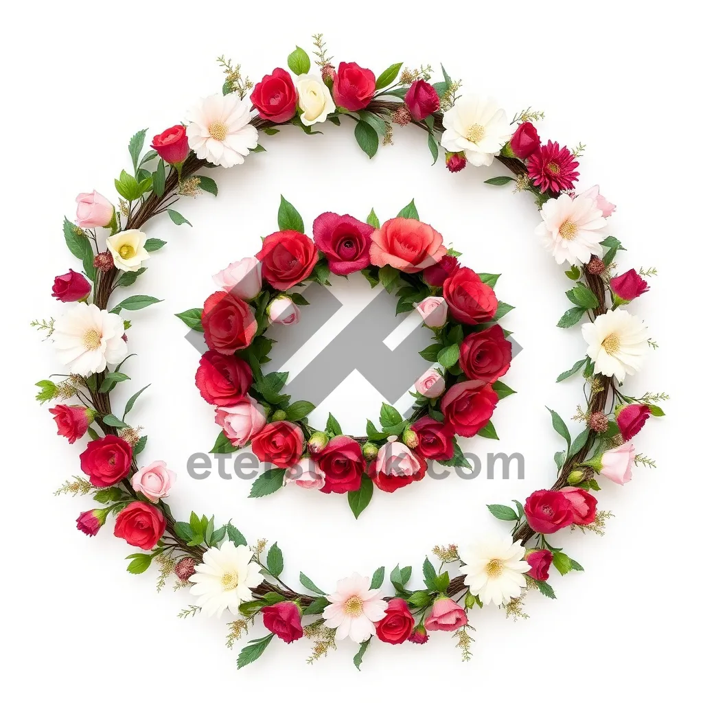 Picture of Floral Holiday Frame with Pink Flowers and Holly
