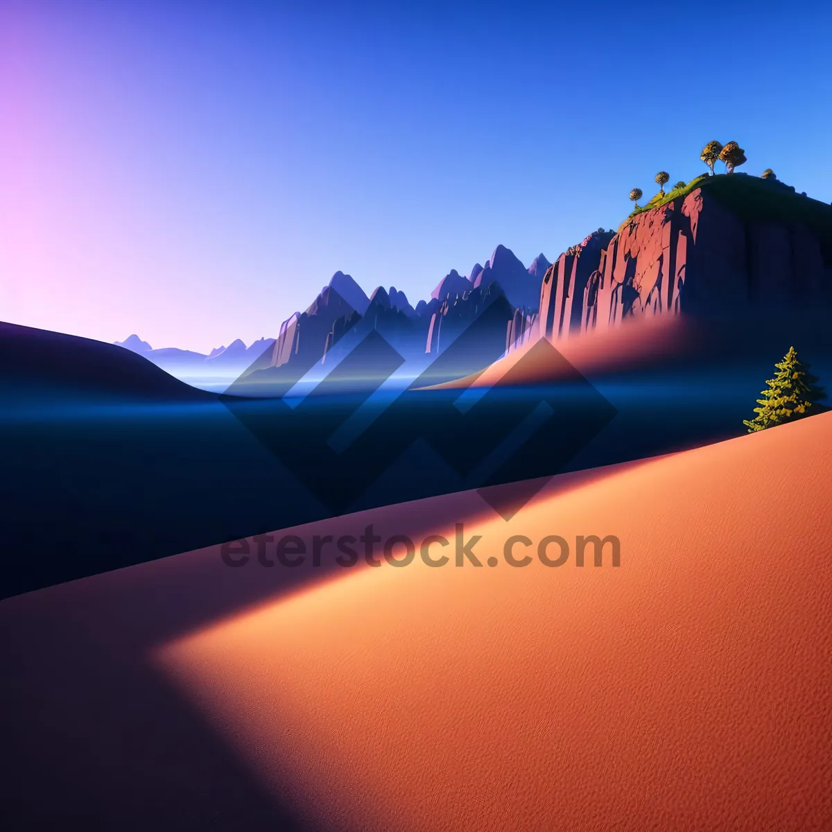 Picture of Vibrant Sunset Over Desert Horizon