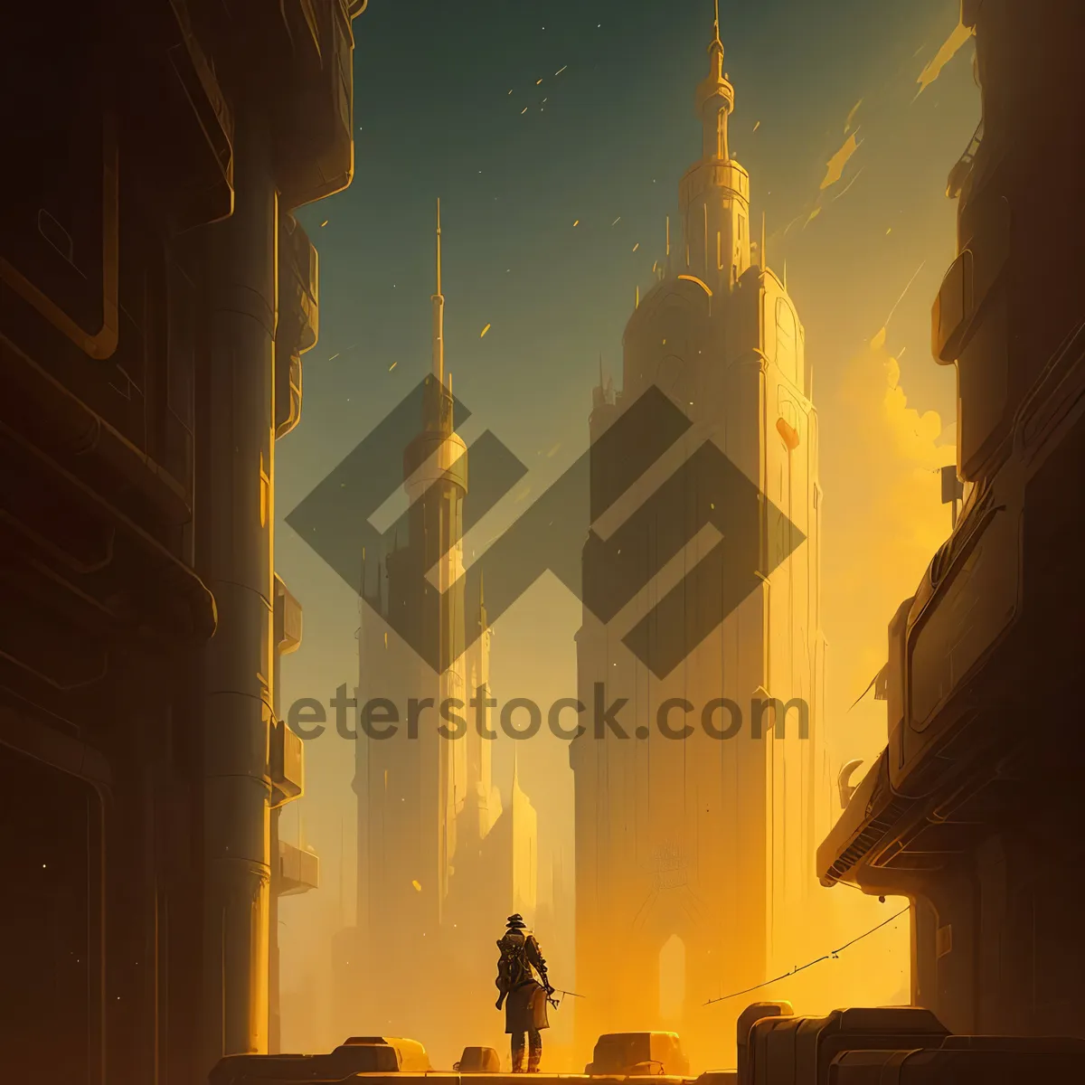 Picture of Cityscape Illuminated by Towering Cathedral at Night