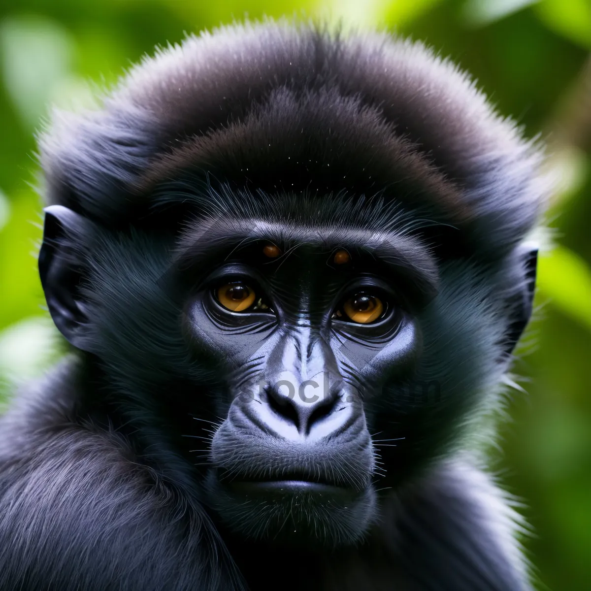 Picture of Endangered Primate in Black Fur - Wildlife Safari