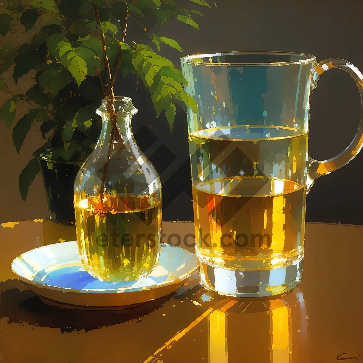 Picture of Golden Refreshment in a Glass: Celebration Beverage