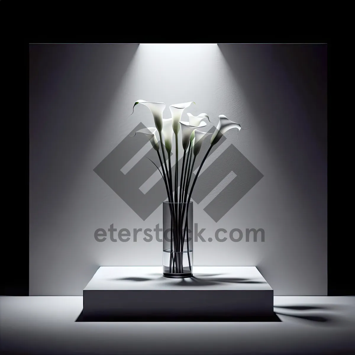 Picture of Beautiful Table Lamp with Glass Vase and Plant