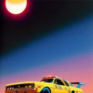 Sunset Skyline: School Bus in Golden Glow