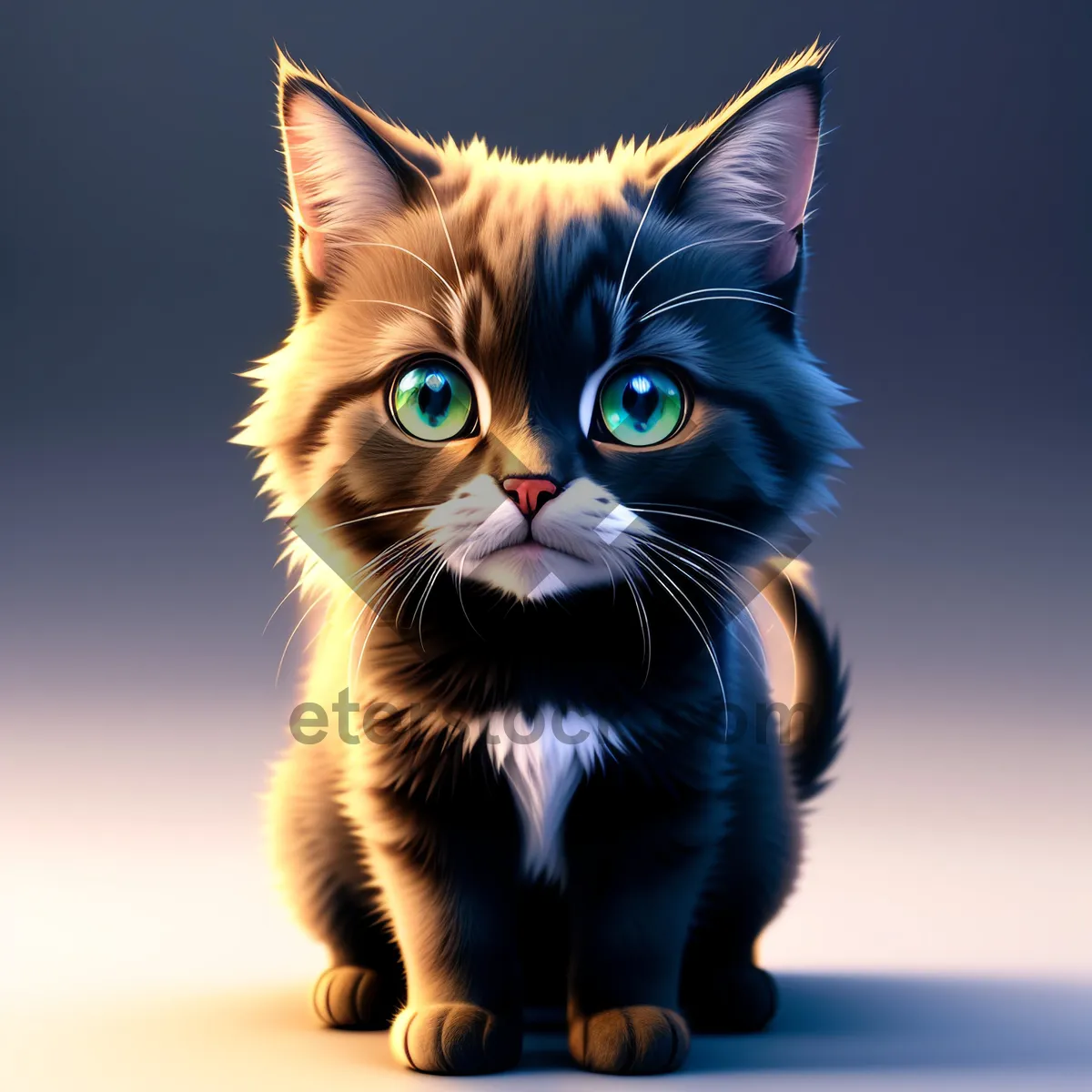 Picture of Curious Kitty: Adorable Domestic Cat with Striped Fur